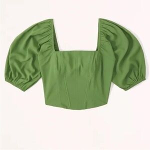 Abercrombie Puff Sleeve Square Neck Corset Top